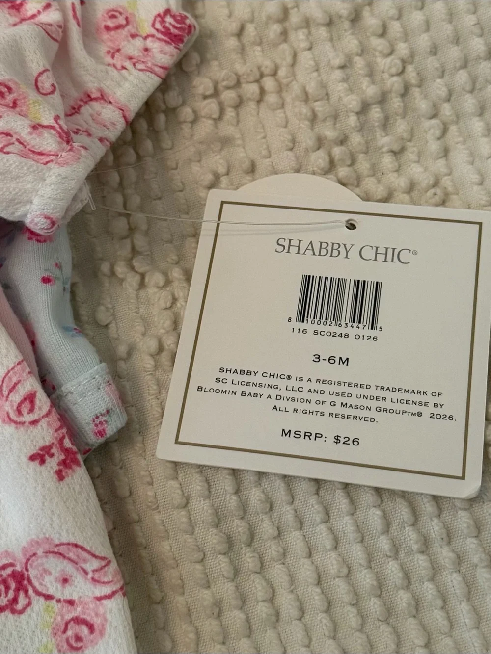 NWT~ Shabby Chic pack of  3 onesies.  3-6 months